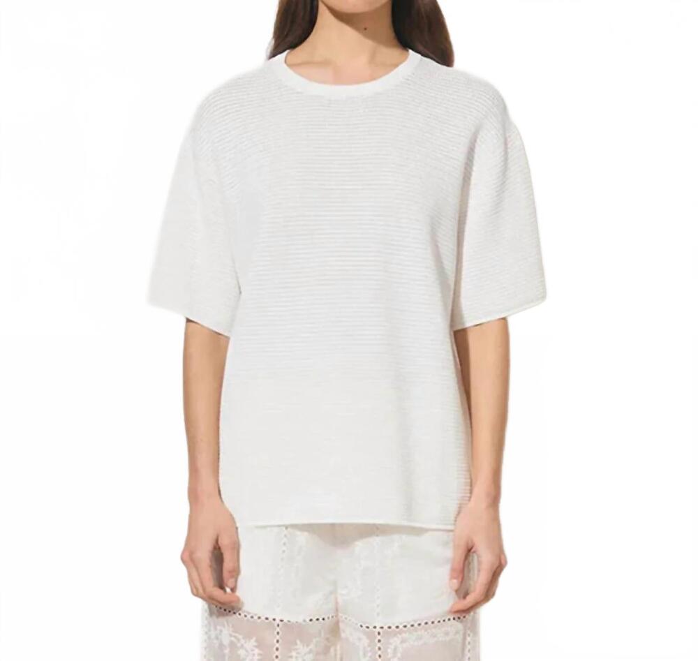 NEW MON RENN soma crew neck knit tee in white